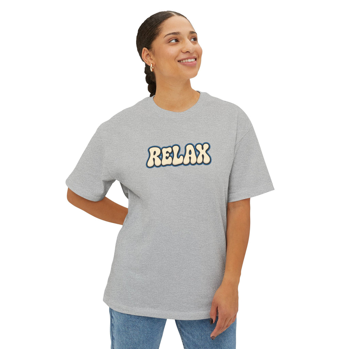 Relax Graphic Tee — Vintage Bubble Letter Casual Shirt