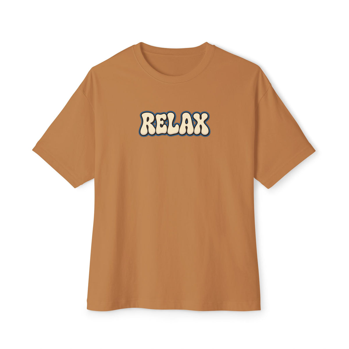 Relax Graphic Tee — Vintage Bubble Letter Casual Shirt