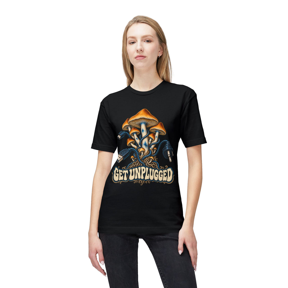 Get Unplugged Mushroom T-Shirt — Retro Fungi Graphic Tee, Magic Mushroom