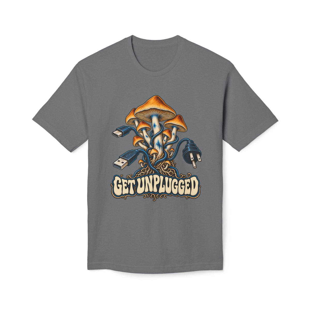 Get Unplugged Mushroom T-Shirt — Retro Fungi Graphic Tee, Magic Mushroom