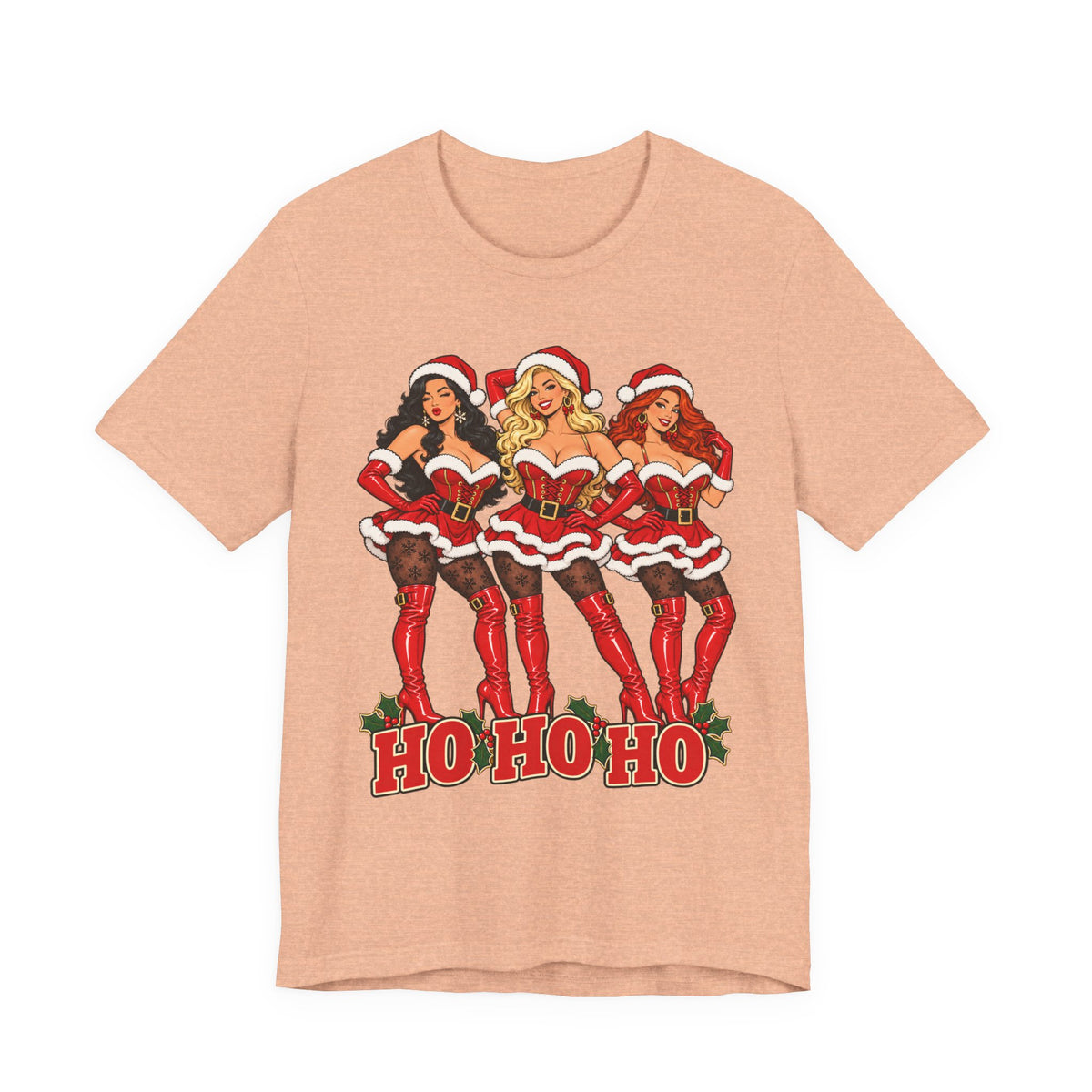 Ho Ho Ho Pinup Santa Girls Christmas Tee