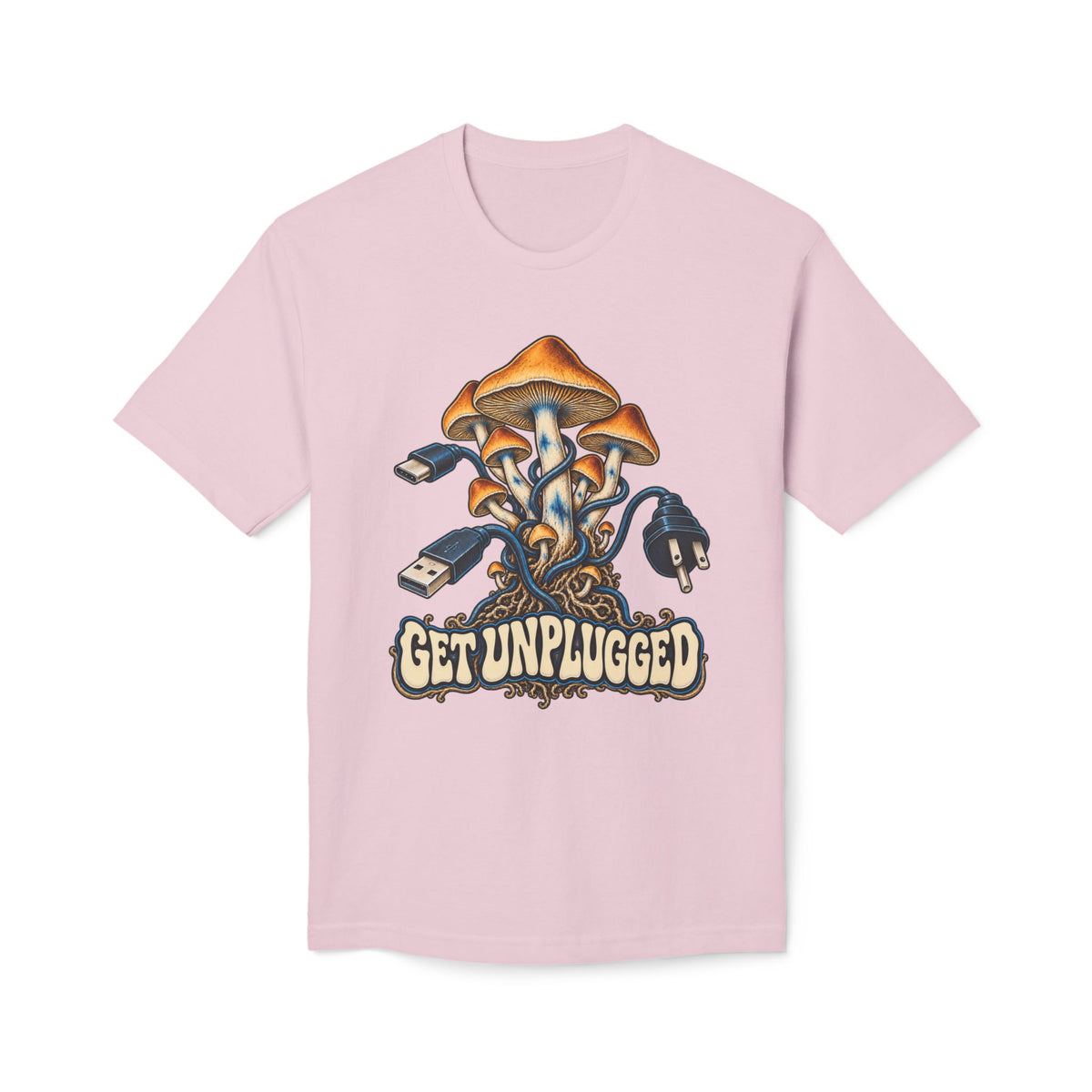 Get Unplugged Mushroom T-Shirt — Retro Fungi Graphic Tee, Magic Mushroom