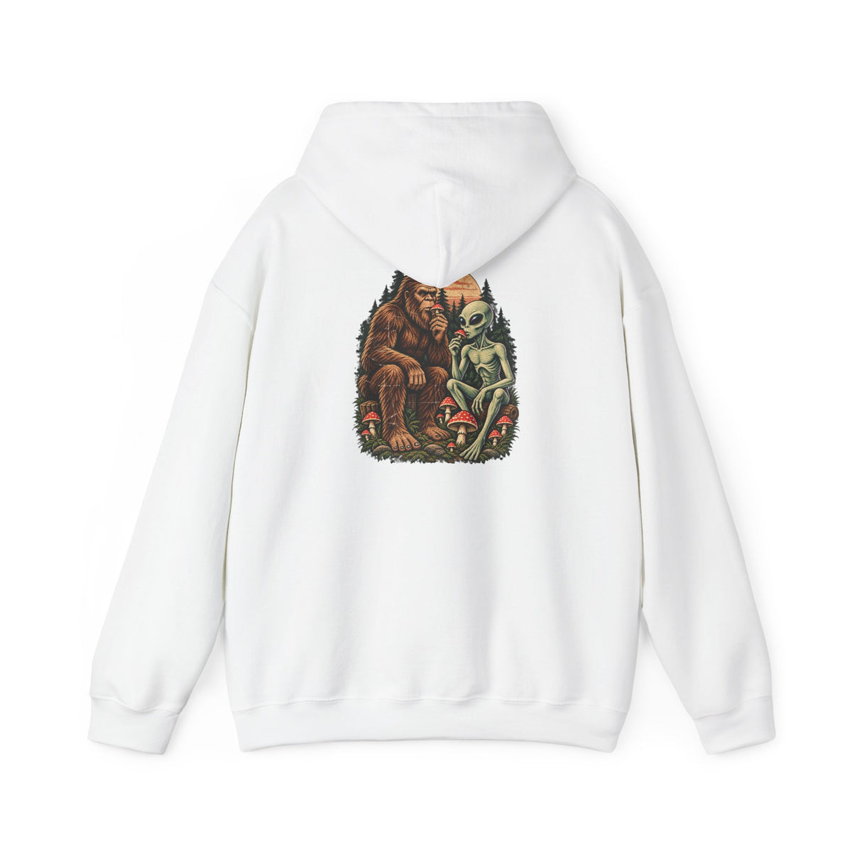 Believe UFO Hoodie — Bigfoot & Alien Retro Graphic Hooded Sweatshirt