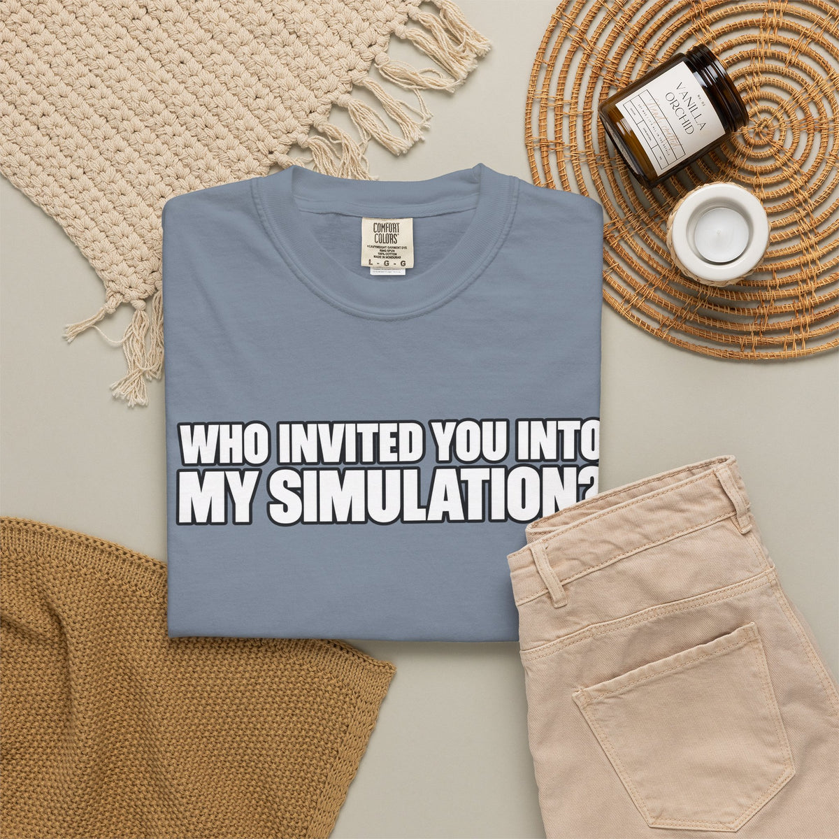 Who Invited You Into My Simulation? T‑Shirt — Funny Sci‑Fi Graphic Tee