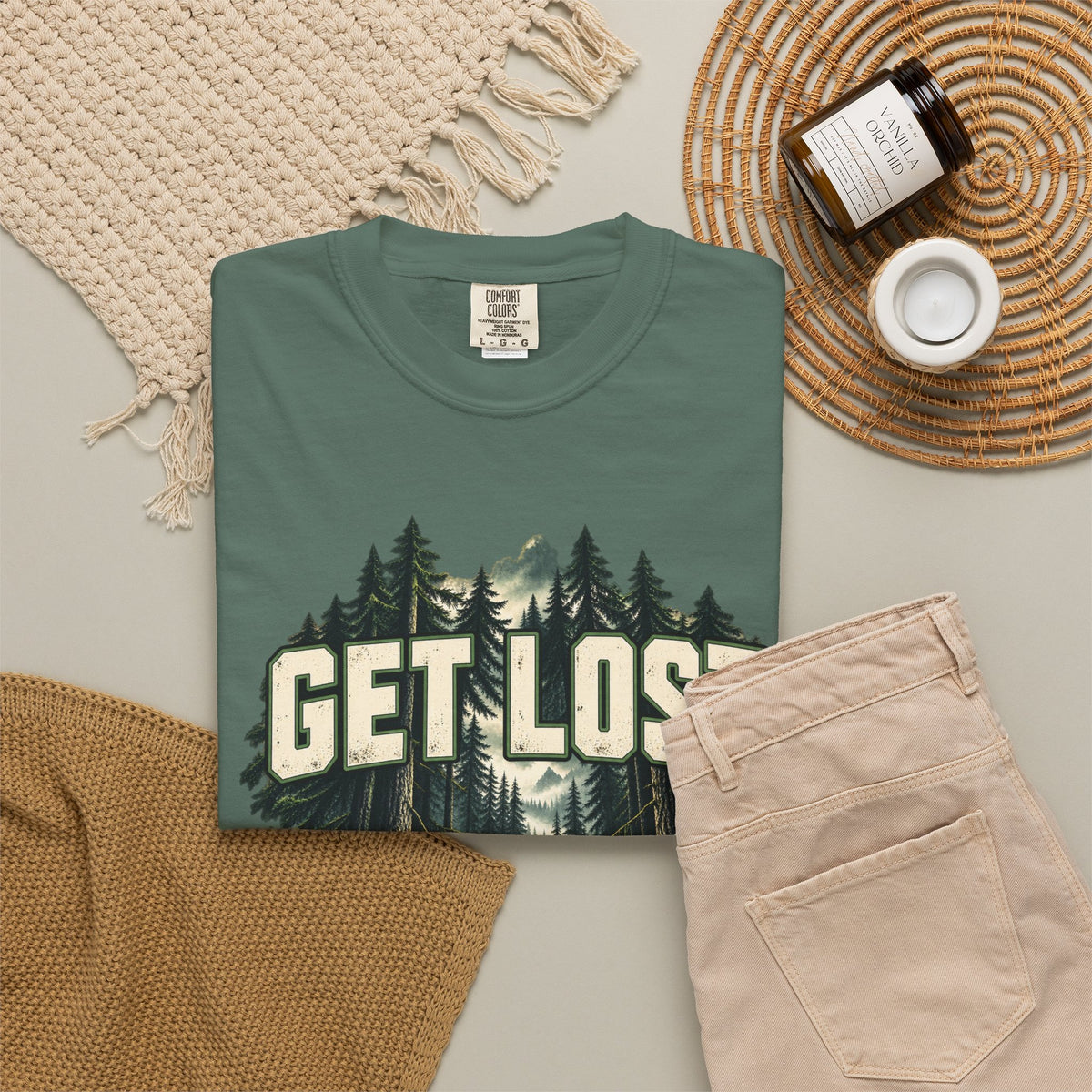 Get Lost Adventure T-Shirt — Forest Waterfall Graphic Tee