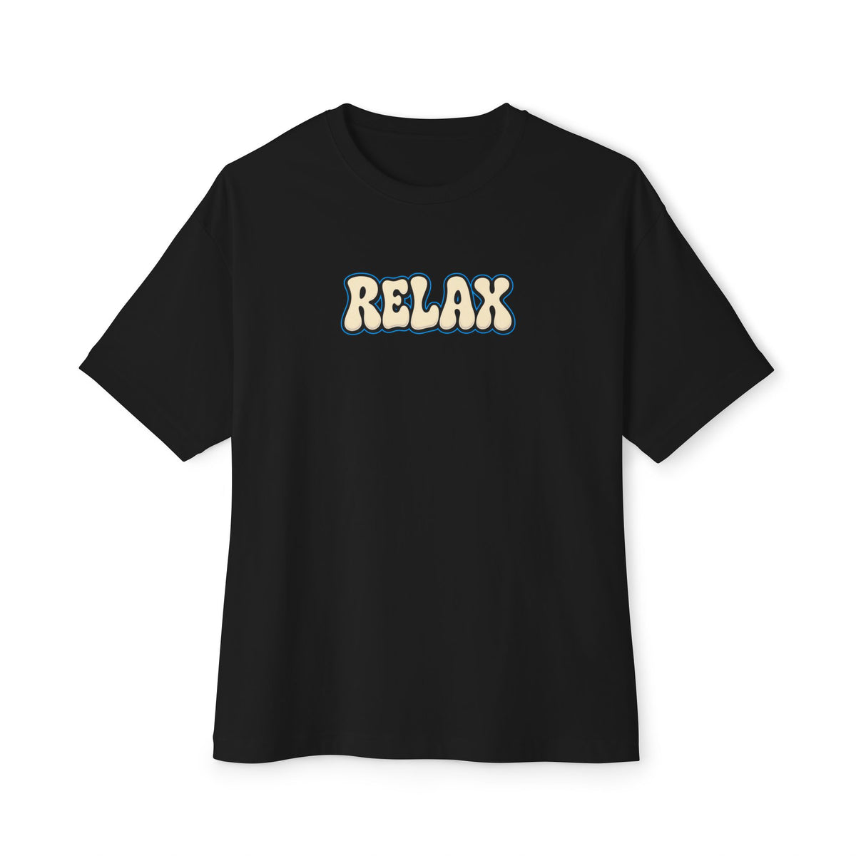 Relax Graphic Tee — Vintage Bubble Letter Casual Shirt