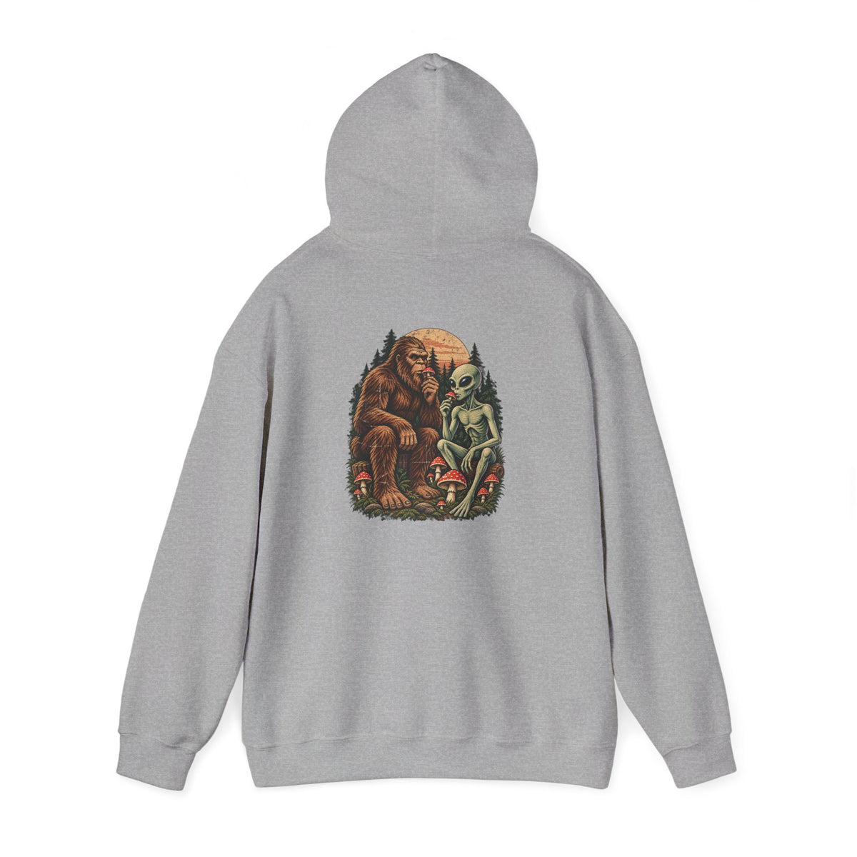 Believe UFO Hoodie — Bigfoot & Alien Retro Graphic Hooded Sweatshirt