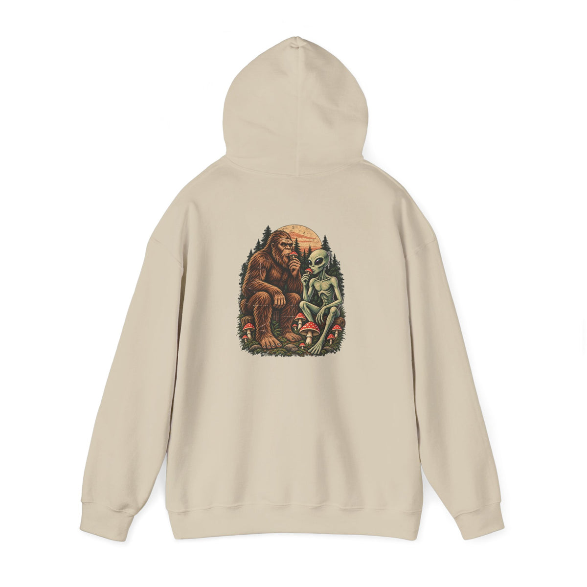 Believe UFO Hoodie — Bigfoot & Alien Retro Graphic Hooded Sweatshirt