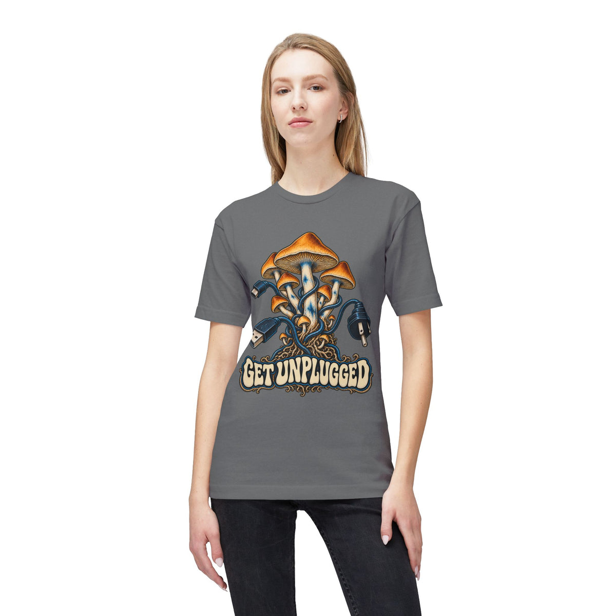 Get Unplugged Mushroom T-Shirt — Retro Fungi Graphic Tee, Magic Mushroom