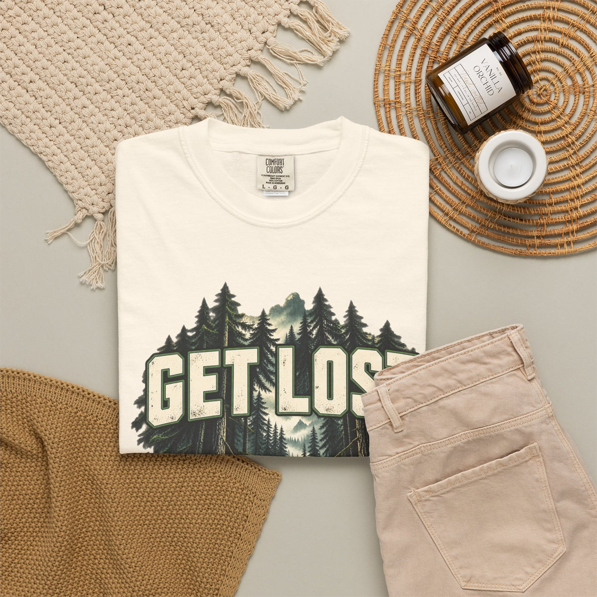 Get Lost Adventure T-Shirt — Forest Waterfall Graphic Tee