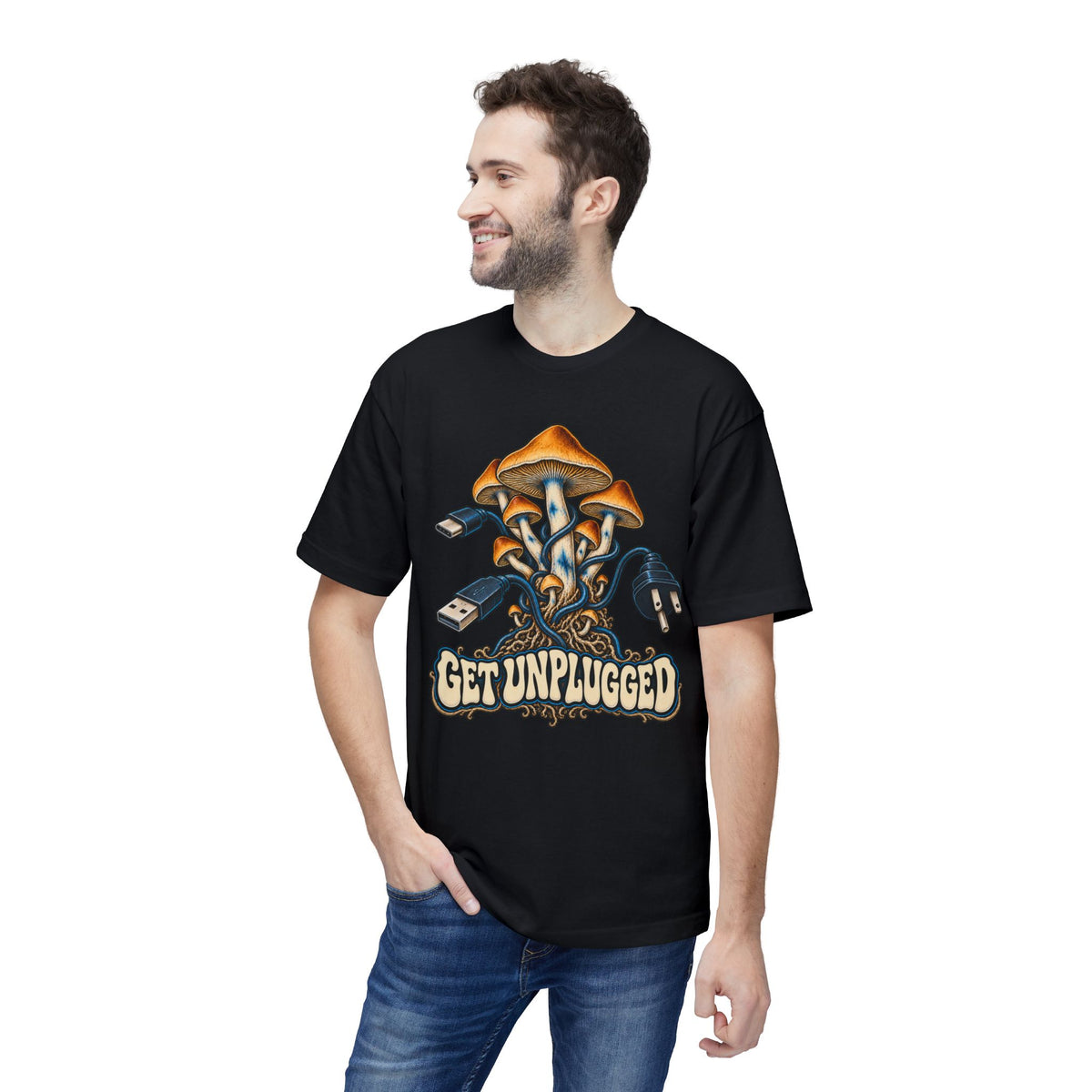 Get Unplugged Mushroom T-Shirt — Retro Fungi Graphic Tee, Magic Mushroom