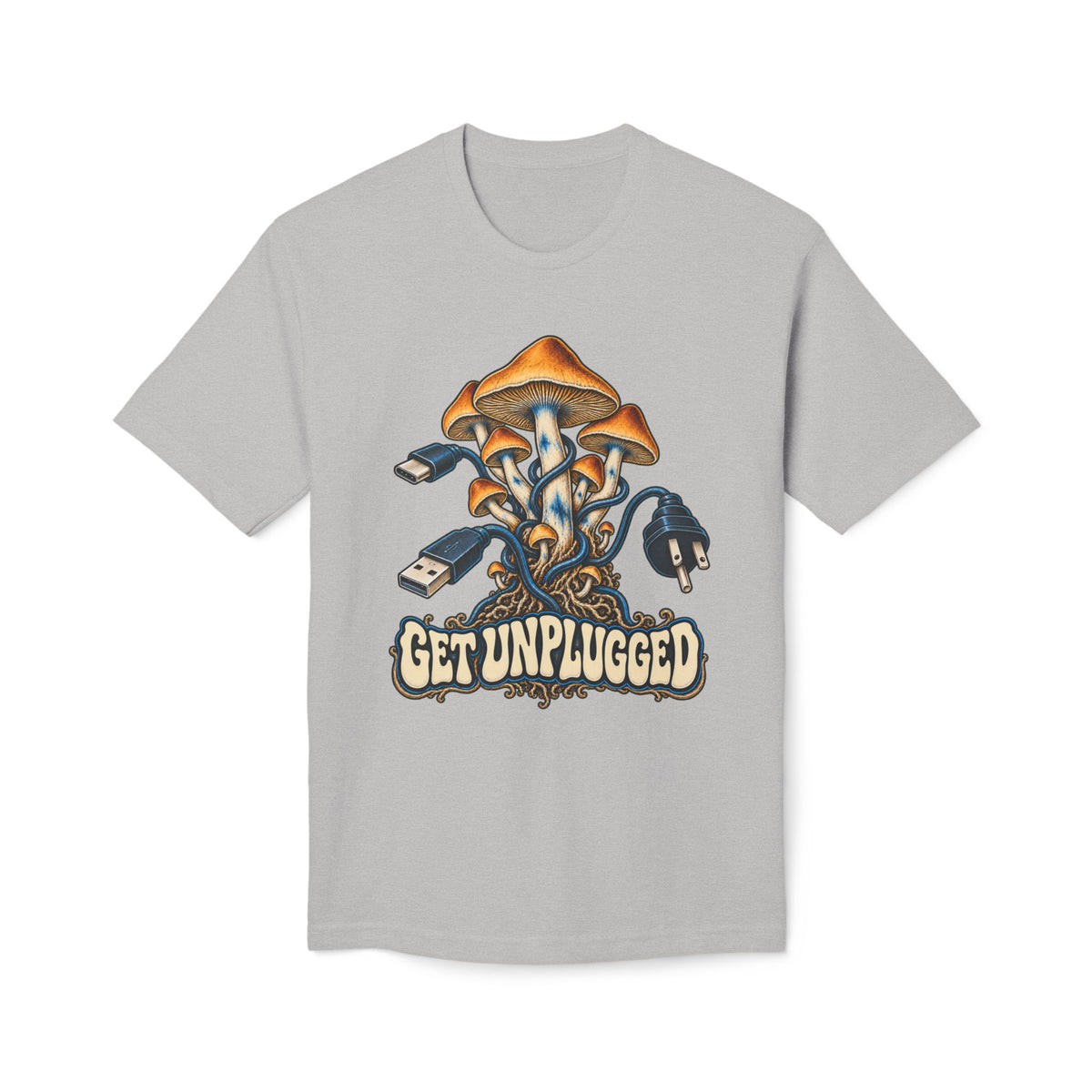 Get Unplugged Mushroom T-Shirt — Retro Fungi Graphic Tee, Magic Mushroom
