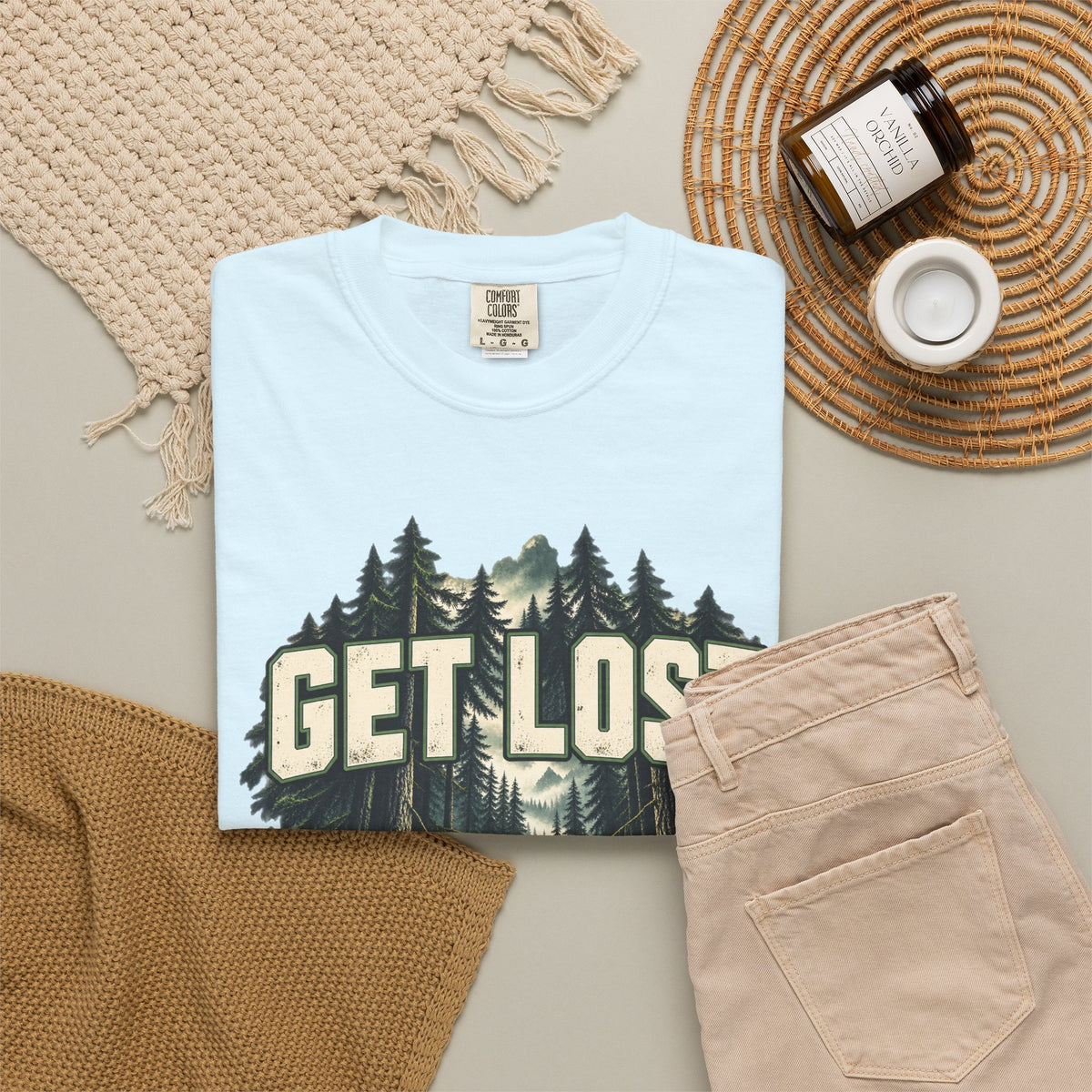 Get Lost Adventure T-Shirt — Forest Waterfall Graphic Tee