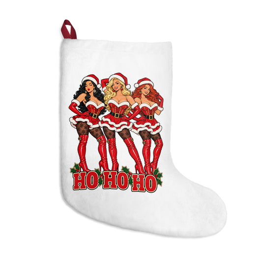 Ho Ho Ho Christmas Stocking with Festive Sexy Santa Girls Design