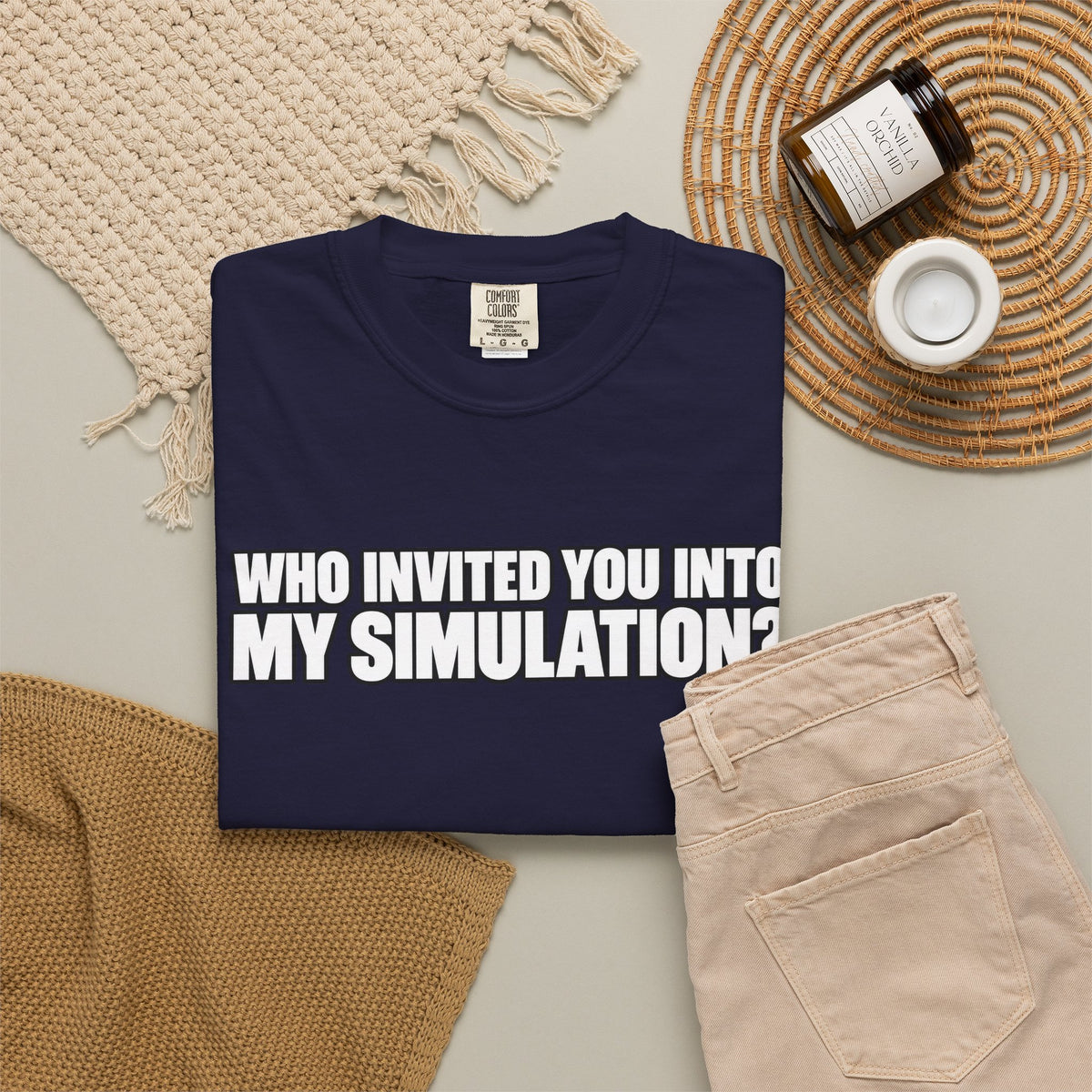 Who Invited You Into My Simulation? T‑Shirt — Funny Sci‑Fi Graphic Tee