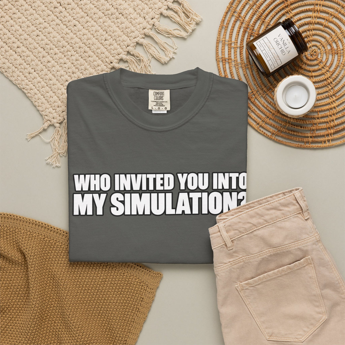 Who Invited You Into My Simulation? T‑Shirt — Funny Sci‑Fi Graphic Tee