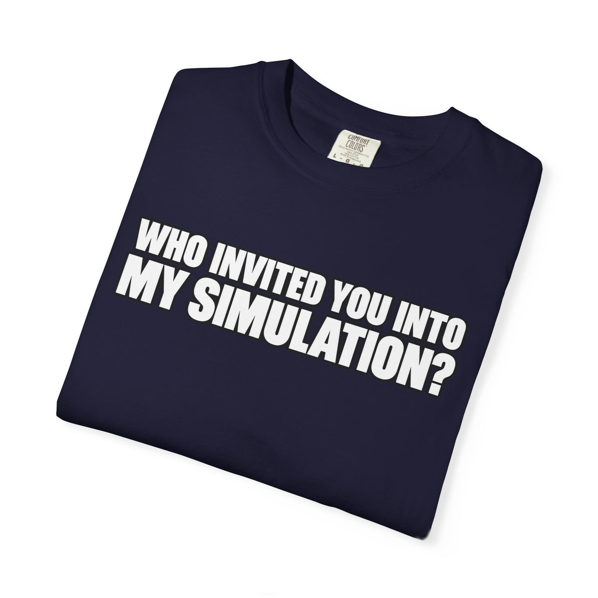 Who Invited You Into My Simulation? T‑Shirt — Funny Sci‑Fi Graphic Tee