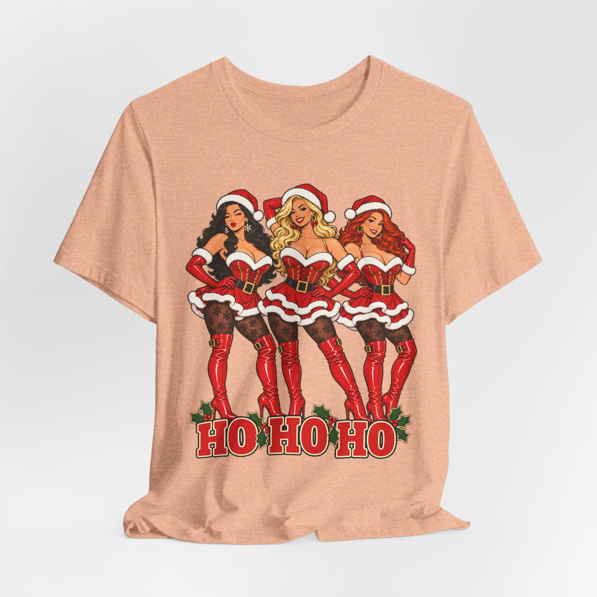 Ho Ho Ho Pinup Santa Girls Christmas Tee