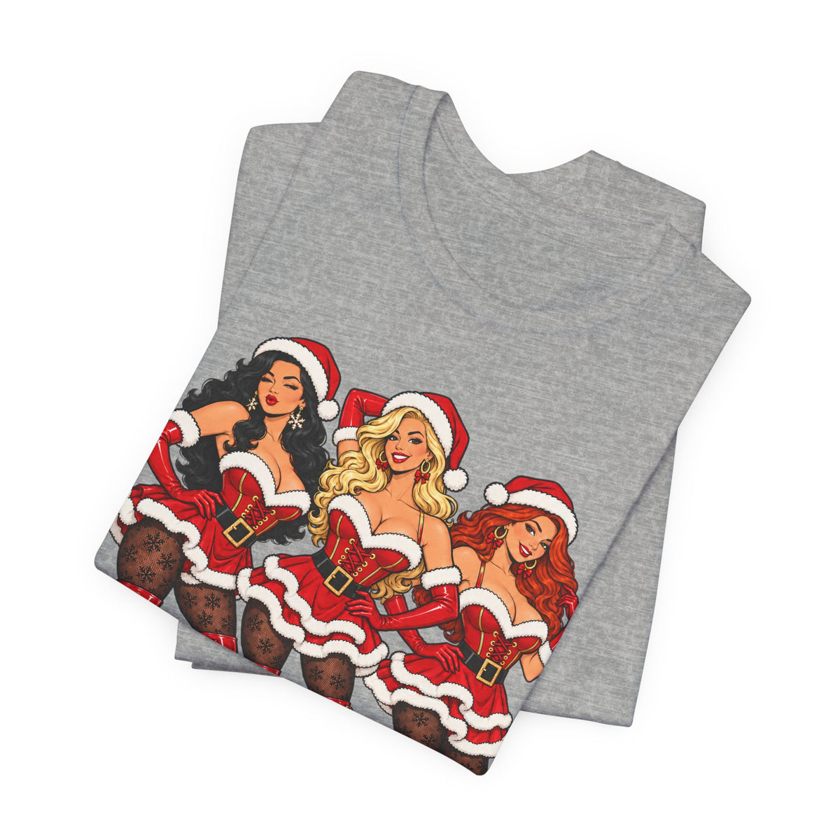 Ho Ho Ho Pinup Santa Girls Christmas Tee