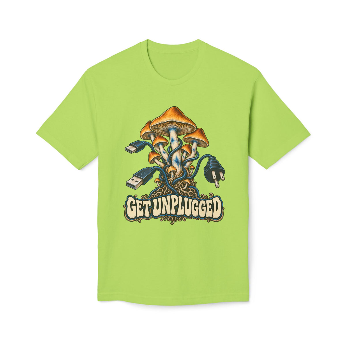 Get Unplugged Mushroom T-Shirt — Retro Fungi Graphic Tee, Magic Mushroom