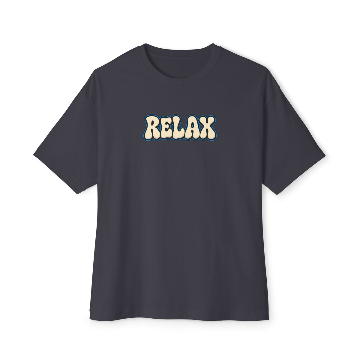 Relax Graphic Tee — Vintage Bubble Letter Casual Shirt