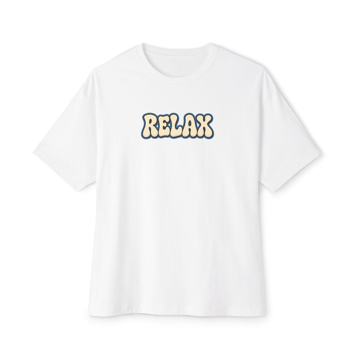 Relax Graphic Tee — Vintage Bubble Letter Casual Shirt