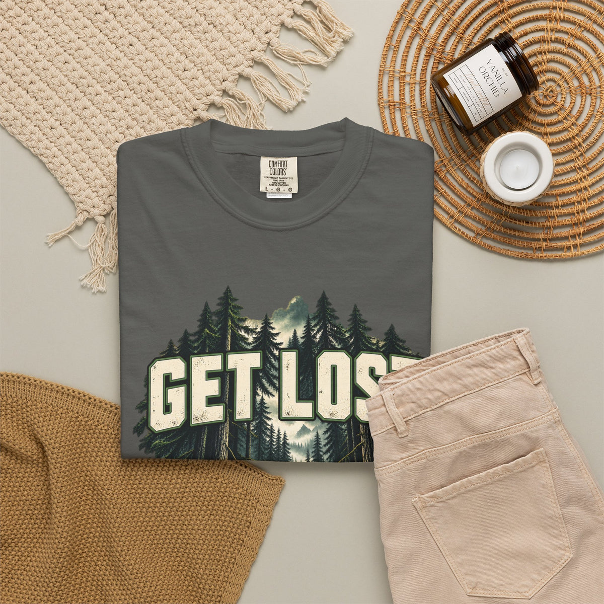 Get Lost Adventure T-Shirt — Forest Waterfall Graphic Tee