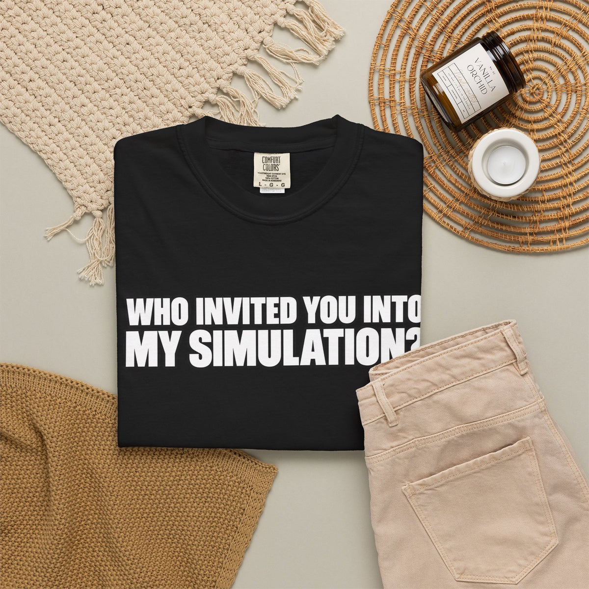 Who Invited You Into My Simulation? T‑Shirt — Funny Sci‑Fi Graphic Tee