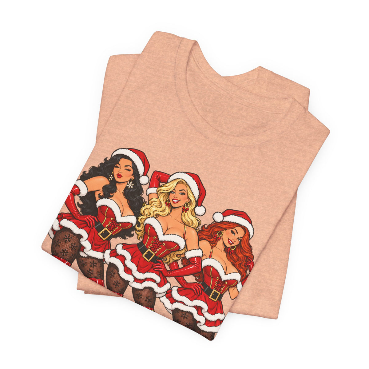Ho Ho Ho Pinup Santa Girls Christmas Tee