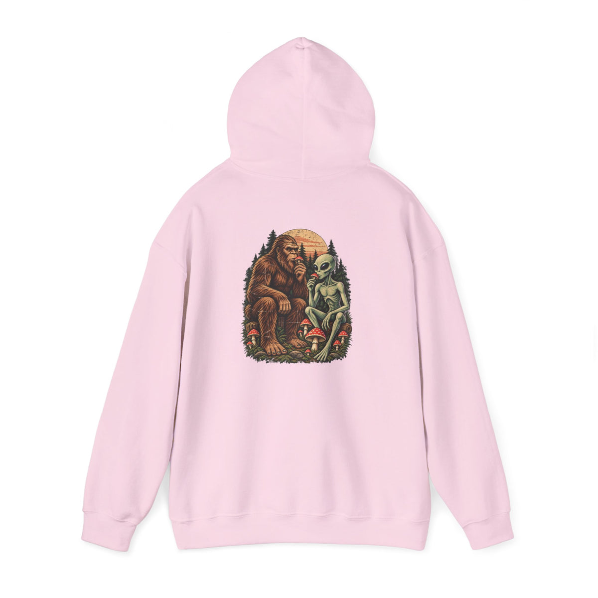 Believe UFO Hoodie — Bigfoot & Alien Retro Graphic Hooded Sweatshirt