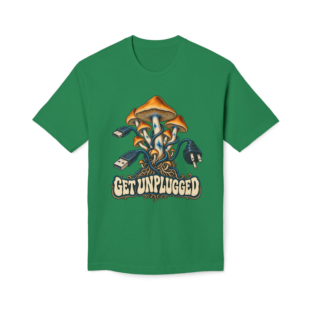 Get Unplugged Mushroom T-Shirt — Retro Fungi Graphic Tee, Magic Mushroom