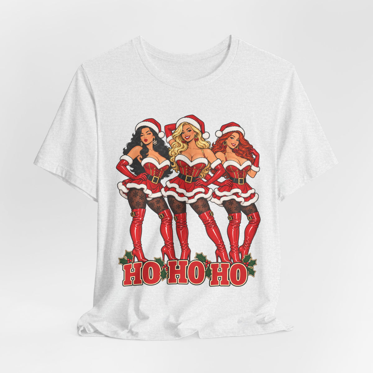 Ho Ho Ho Pinup Santa Girls Christmas Tee