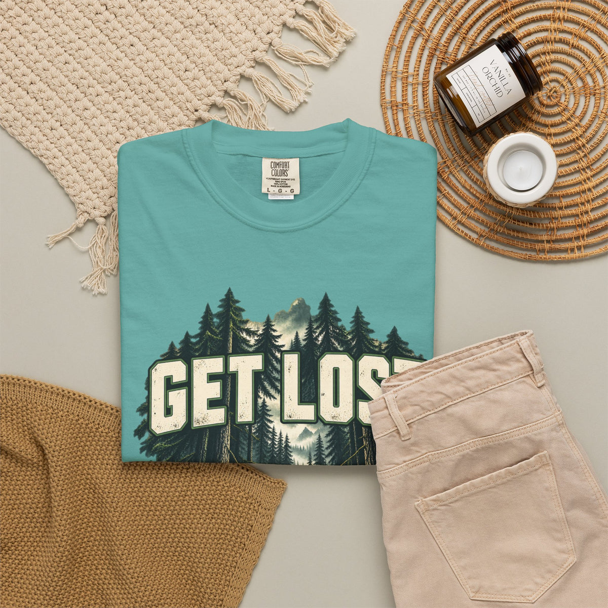 Get Lost Adventure T-Shirt — Forest Waterfall Graphic Tee