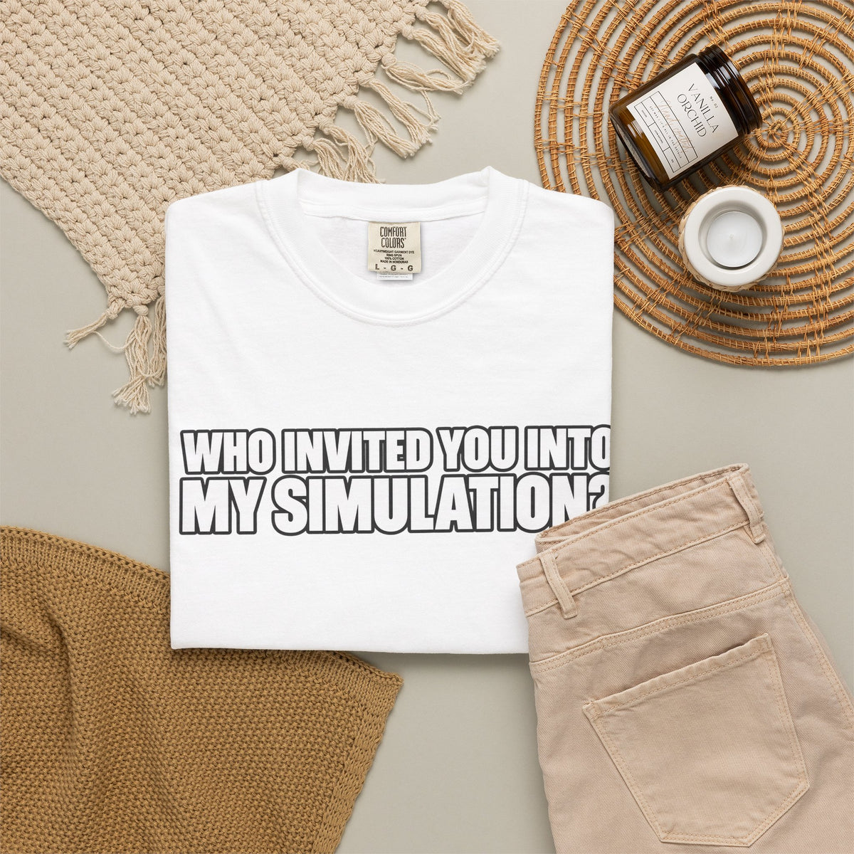 Who Invited You Into My Simulation? T‑Shirt — Funny Sci‑Fi Graphic Tee