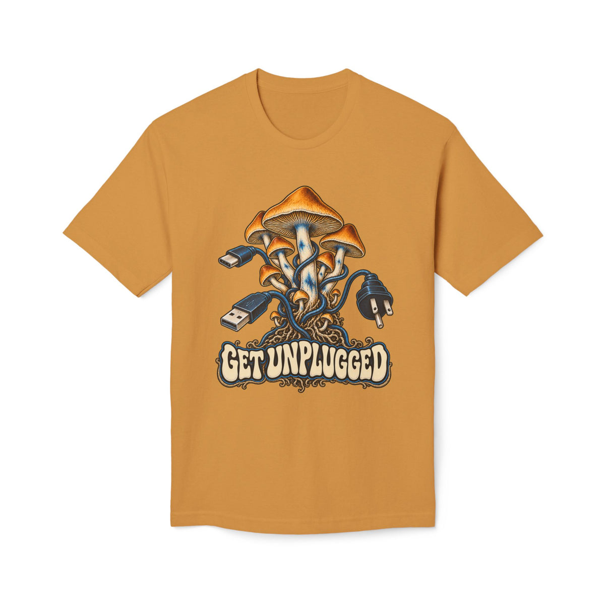 Get Unplugged Mushroom T-Shirt — Retro Fungi Graphic Tee, Magic Mushroom