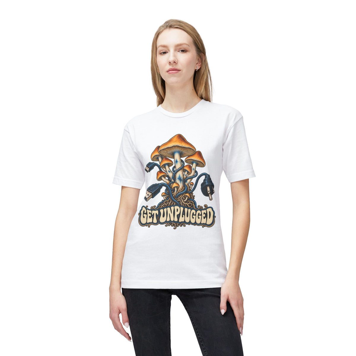 Get Unplugged Mushroom T-Shirt — Retro Fungi Graphic Tee, Magic Mushroom