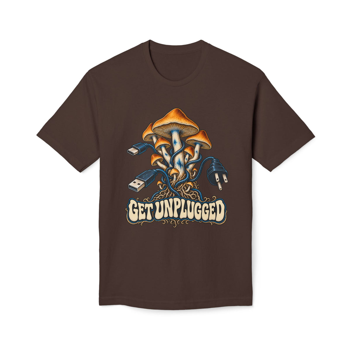 Get Unplugged Mushroom T-Shirt — Retro Fungi Graphic Tee, Magic Mushroom