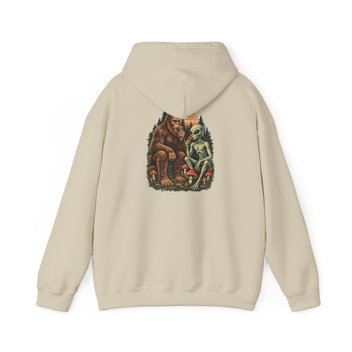 Believe UFO Hoodie — Bigfoot & Alien Retro Graphic Hooded Sweatshirt