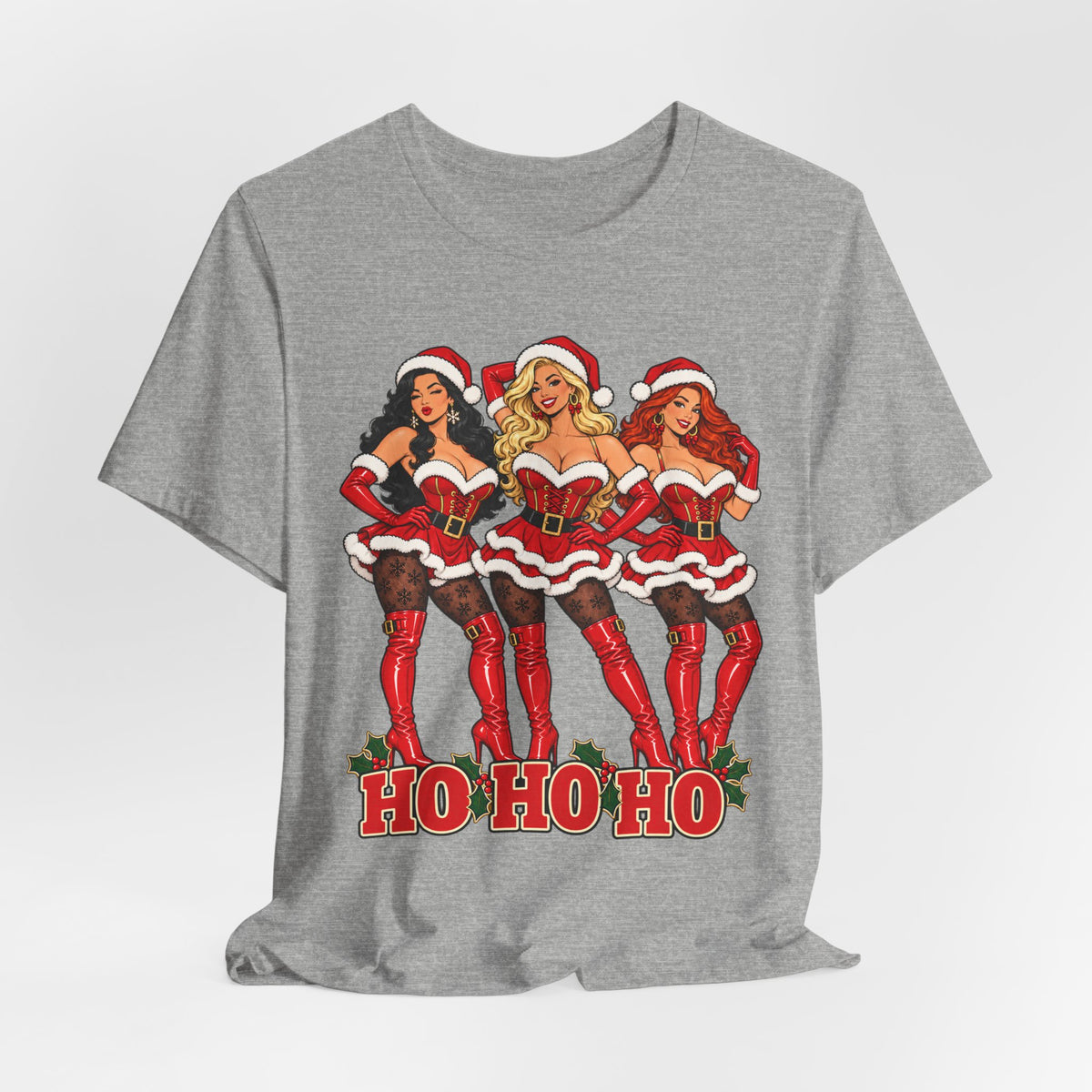 Ho Ho Ho Pinup Santa Girls Christmas Tee