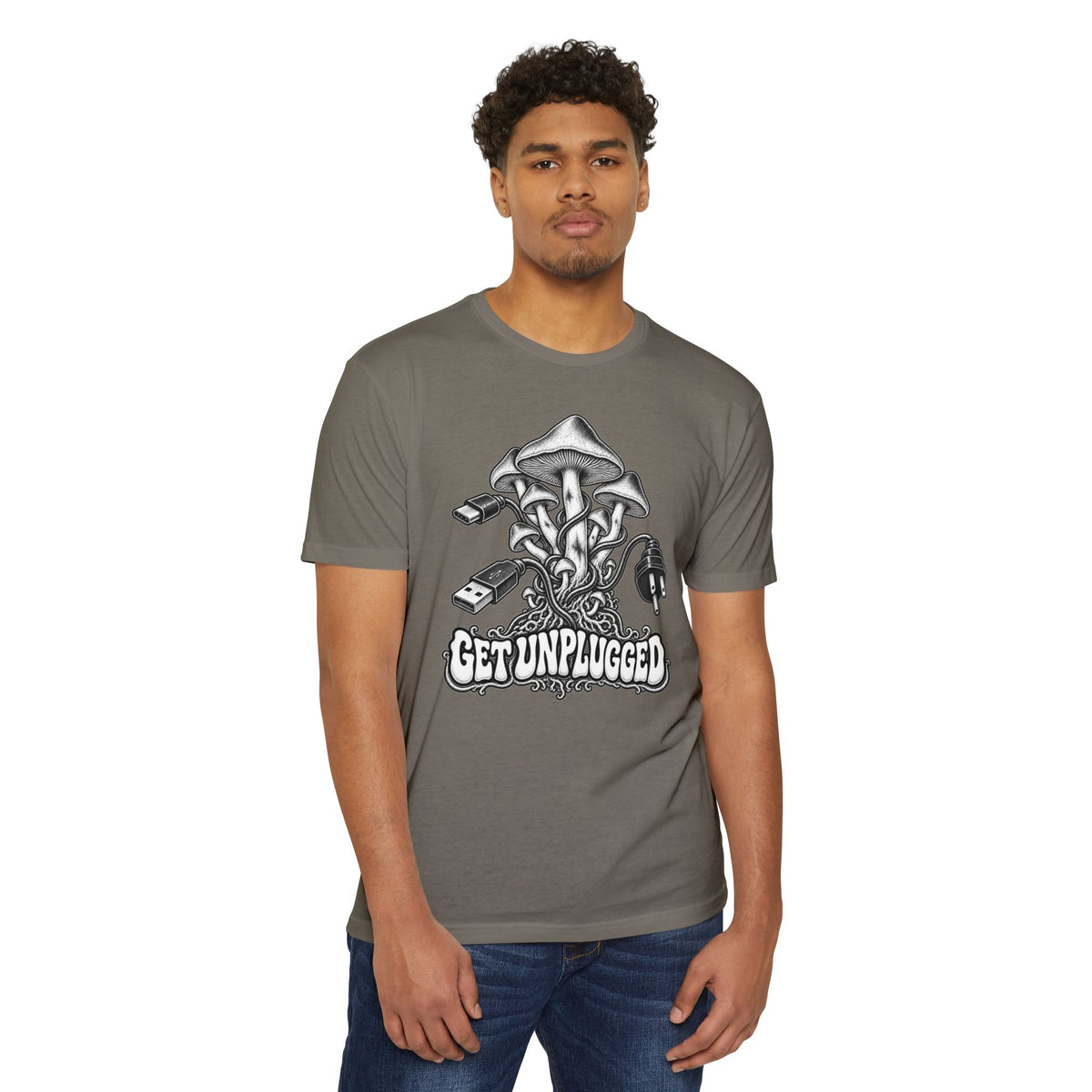 Get Unplugged Mushroom T‑Shirt