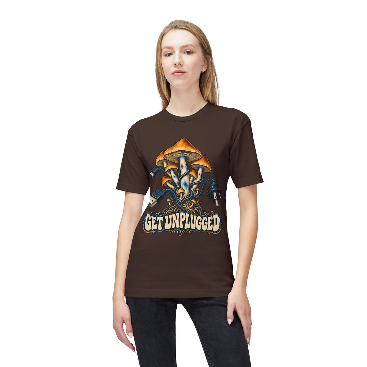 Get Unplugged Mushroom T-Shirt — Retro Fungi Graphic Tee, Magic Mushroom