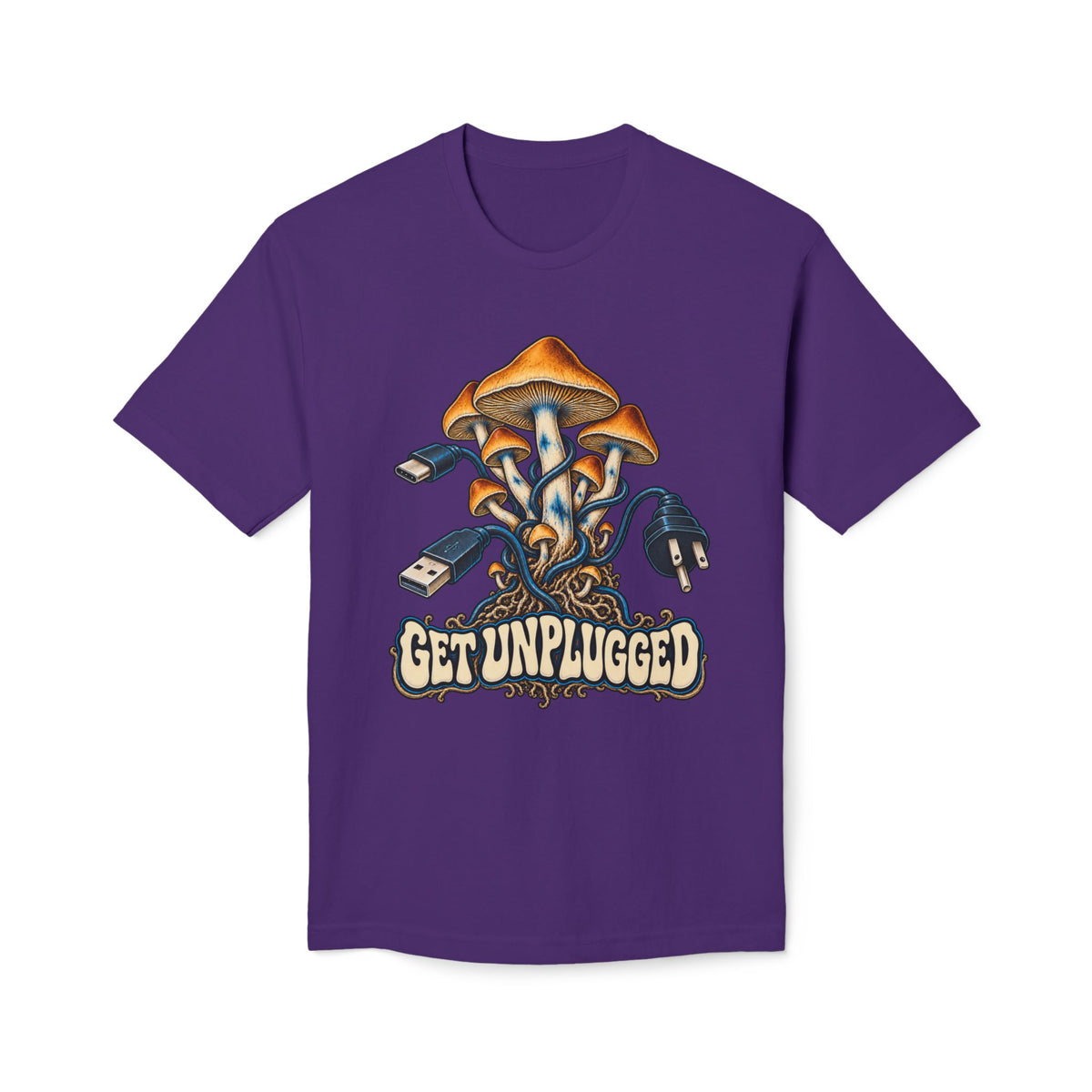 Get Unplugged Mushroom T-Shirt — Retro Fungi Graphic Tee, Magic Mushroom