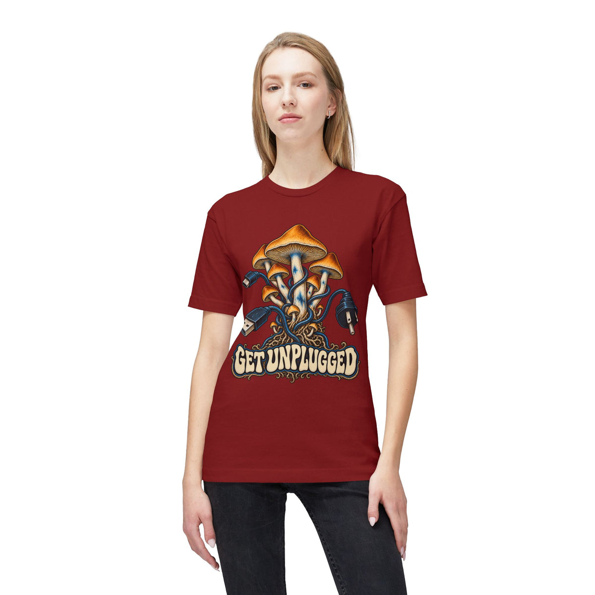 Get Unplugged Mushroom T-Shirt — Retro Fungi Graphic Tee, Magic Mushroom