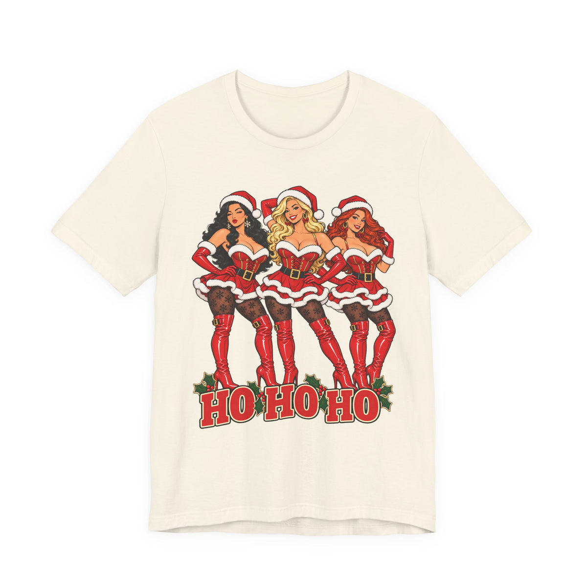 Ho Ho Ho Pinup Santa Girls Christmas Tee
