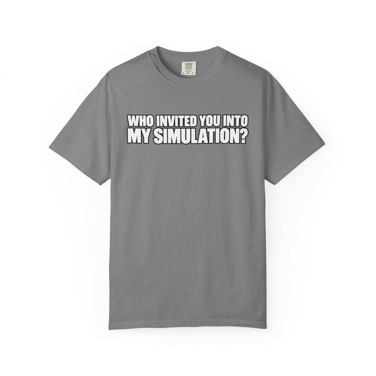 Who Invited You Into My Simulation? T‑Shirt — Funny Sci‑Fi Graphic Tee