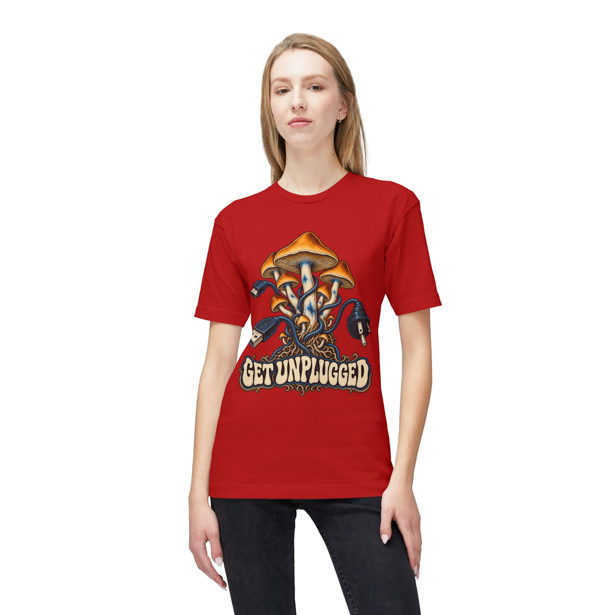 Get Unplugged Mushroom T-Shirt — Retro Fungi Graphic Tee, Magic Mushroom