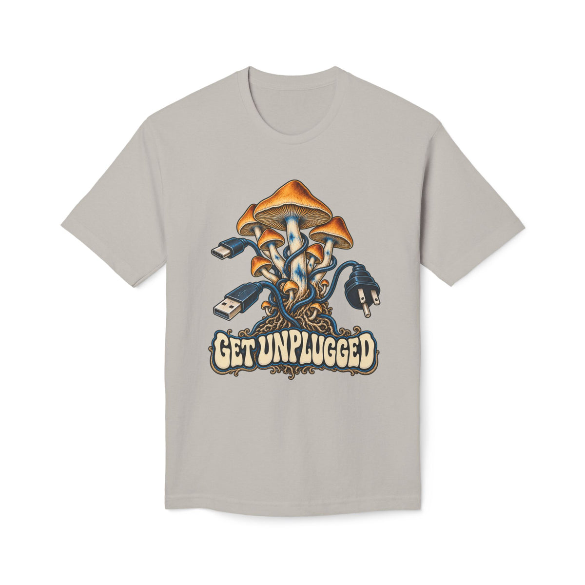 Get Unplugged Mushroom T-Shirt — Retro Fungi Graphic Tee, Magic Mushroom