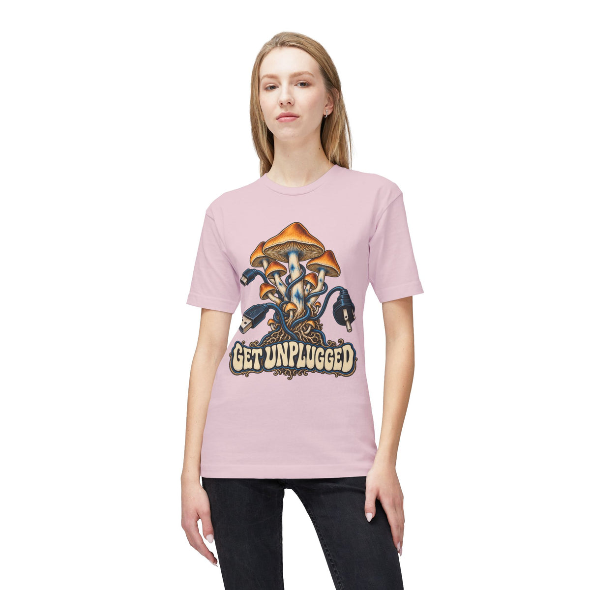 Get Unplugged Mushroom T-Shirt — Retro Fungi Graphic Tee, Magic Mushroom