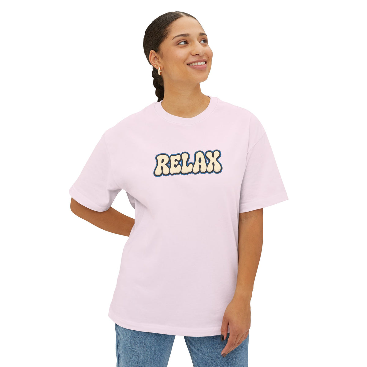Relax Graphic Tee — Vintage Bubble Letter Casual Shirt