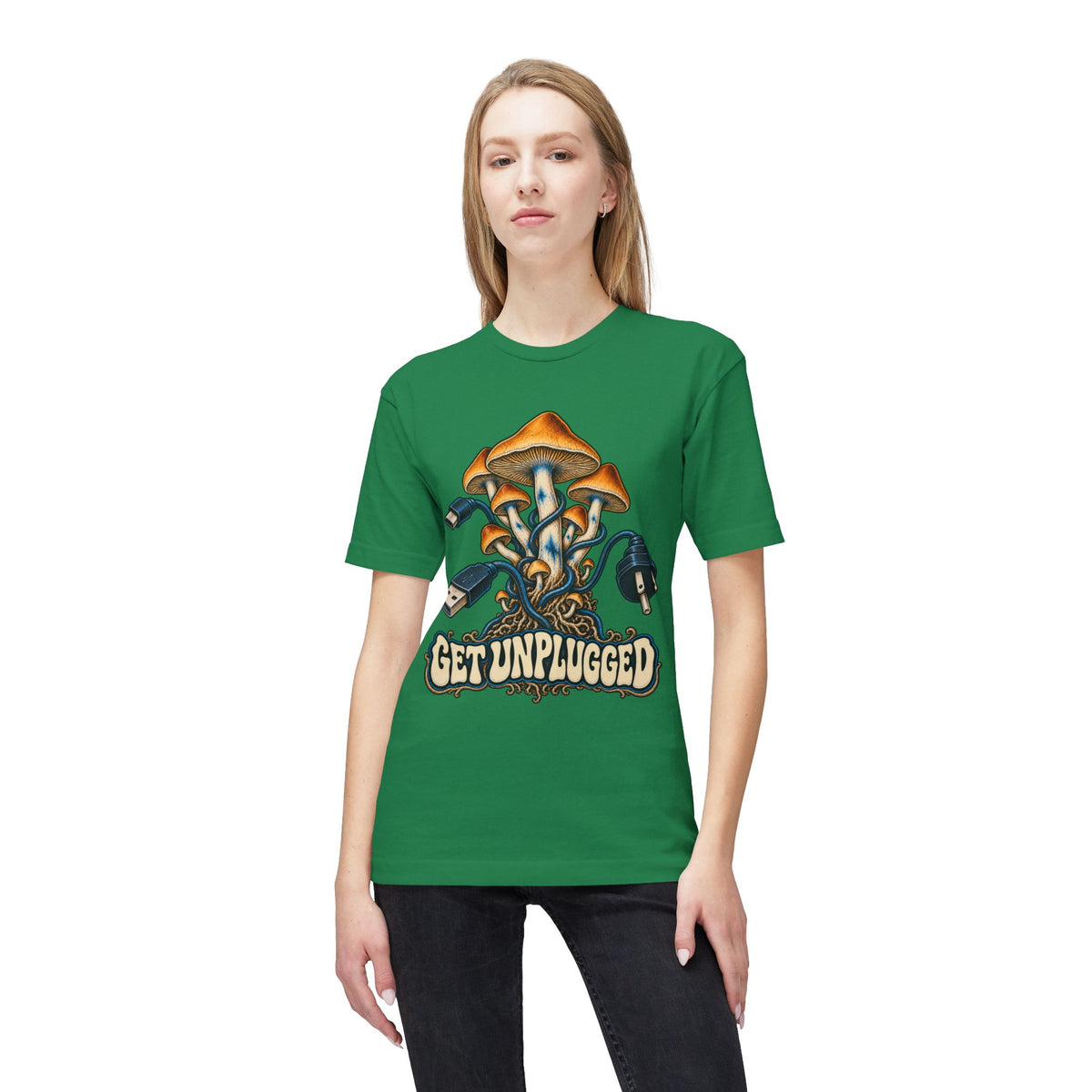 Get Unplugged Mushroom T-Shirt — Retro Fungi Graphic Tee, Magic Mushroom
